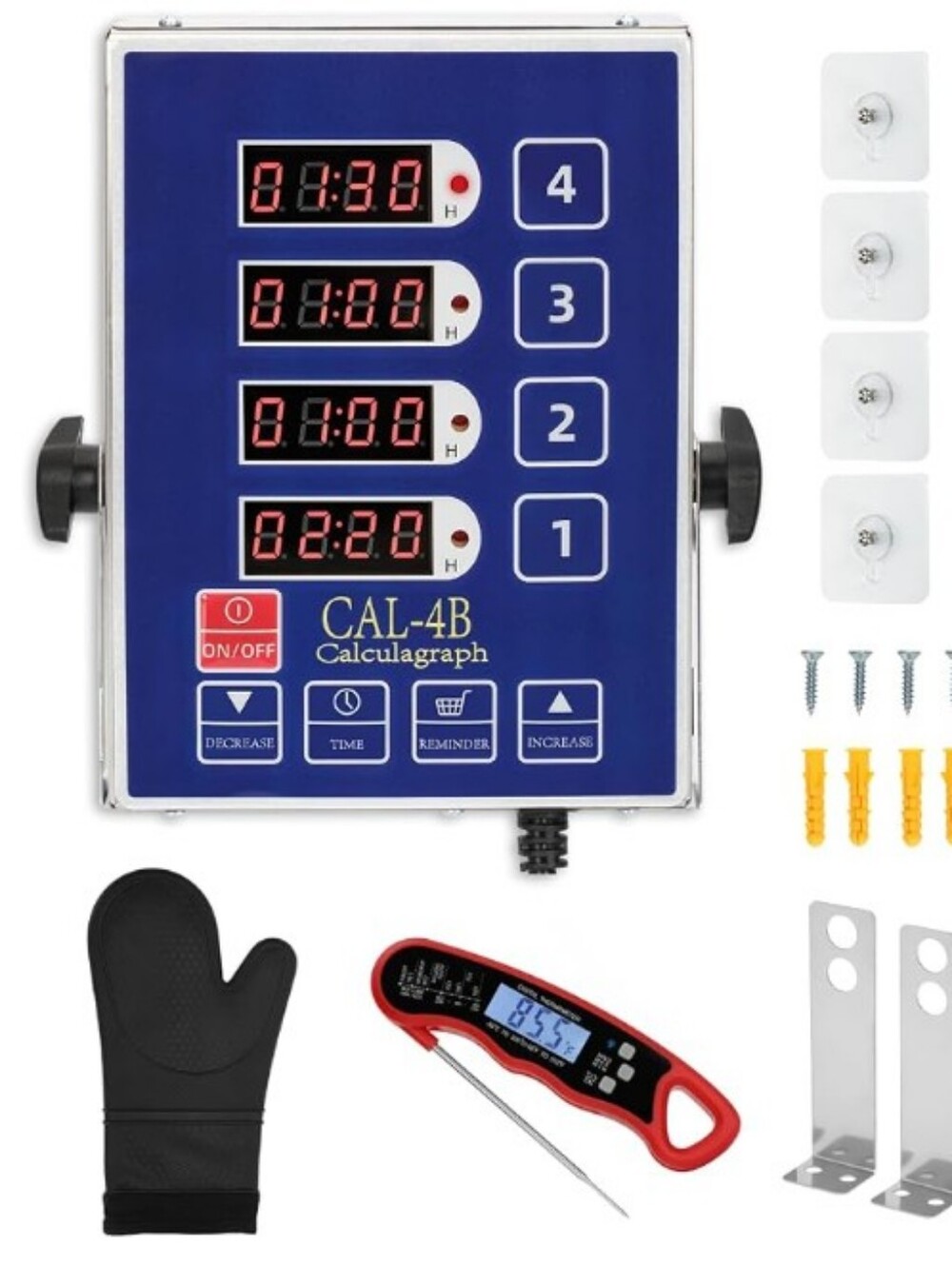 Commercial Kitchen Timers For Cooking with Food Thermometer & Oven Mitt